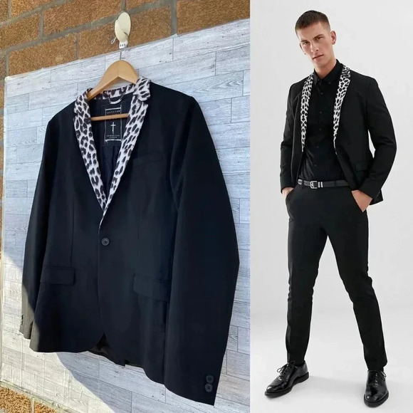 Religion Skinny Blazer With Leopard Lapel size medium - Picture 3 of 17